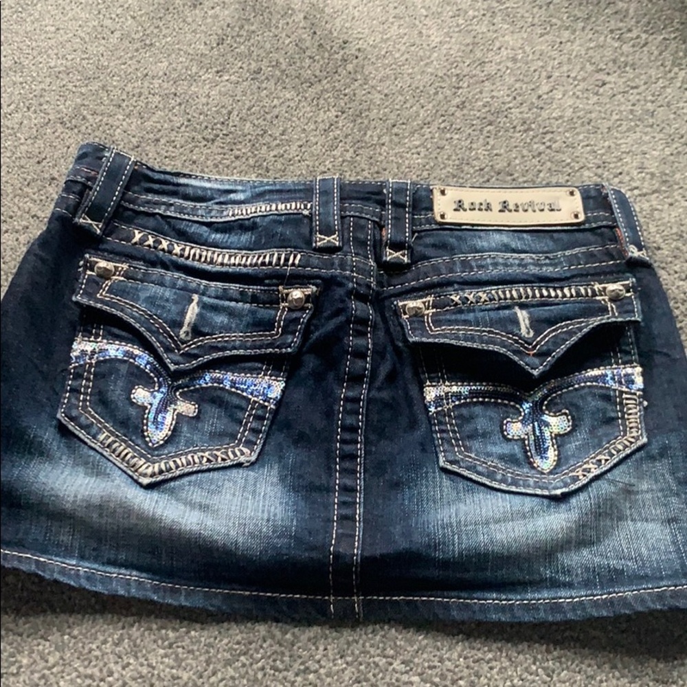 Rock revival blue Jean skirt